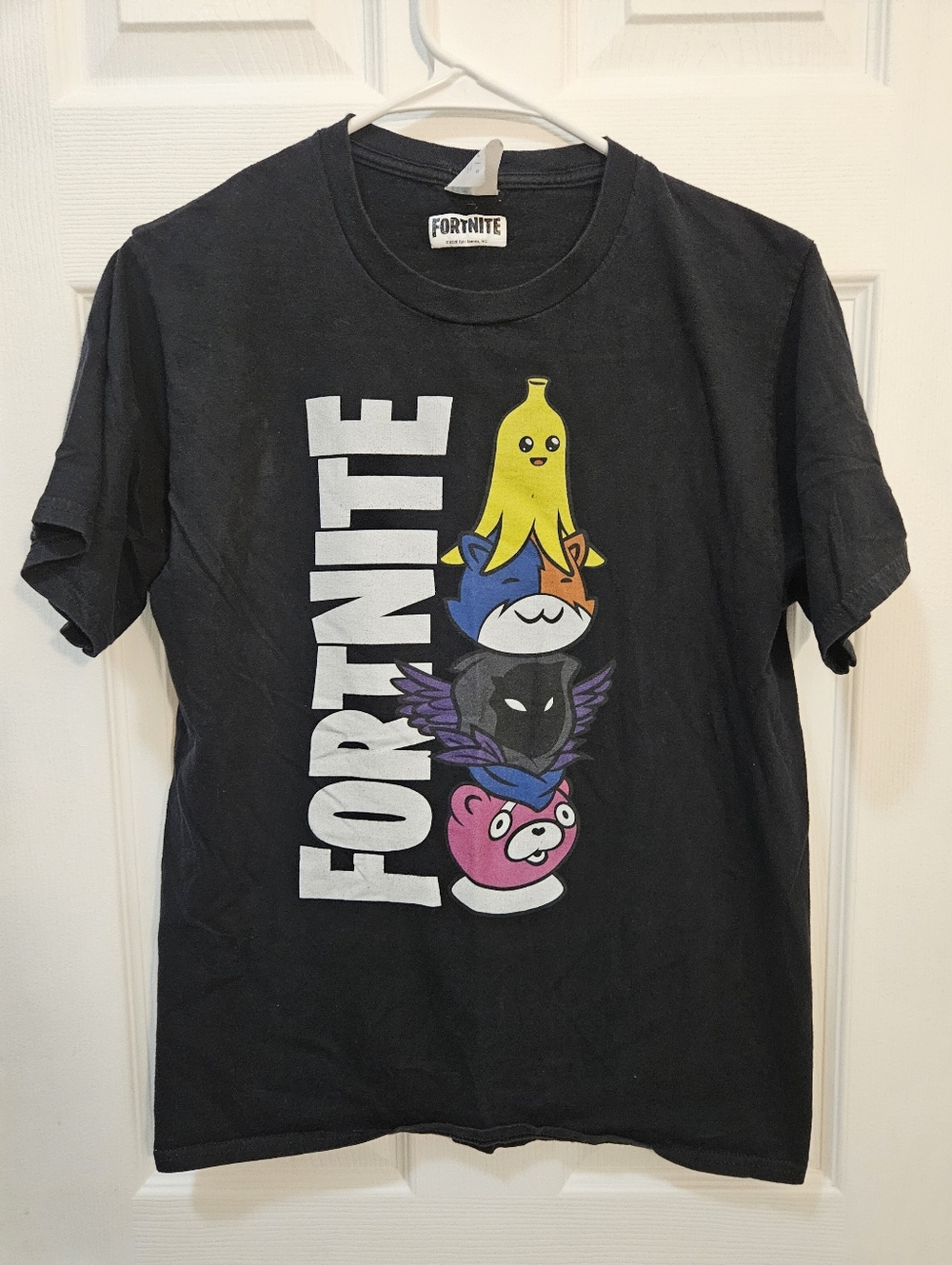Fortnite Black Graphic Tee with Colorful Character Stack